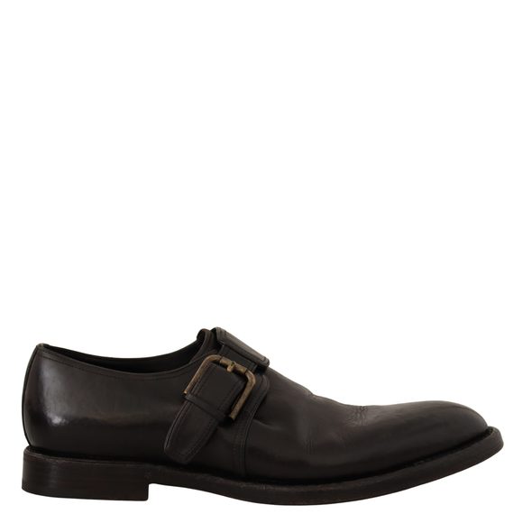 Dolce & Gabbana Black Leather Crystals Lace Up Formal Shoes
